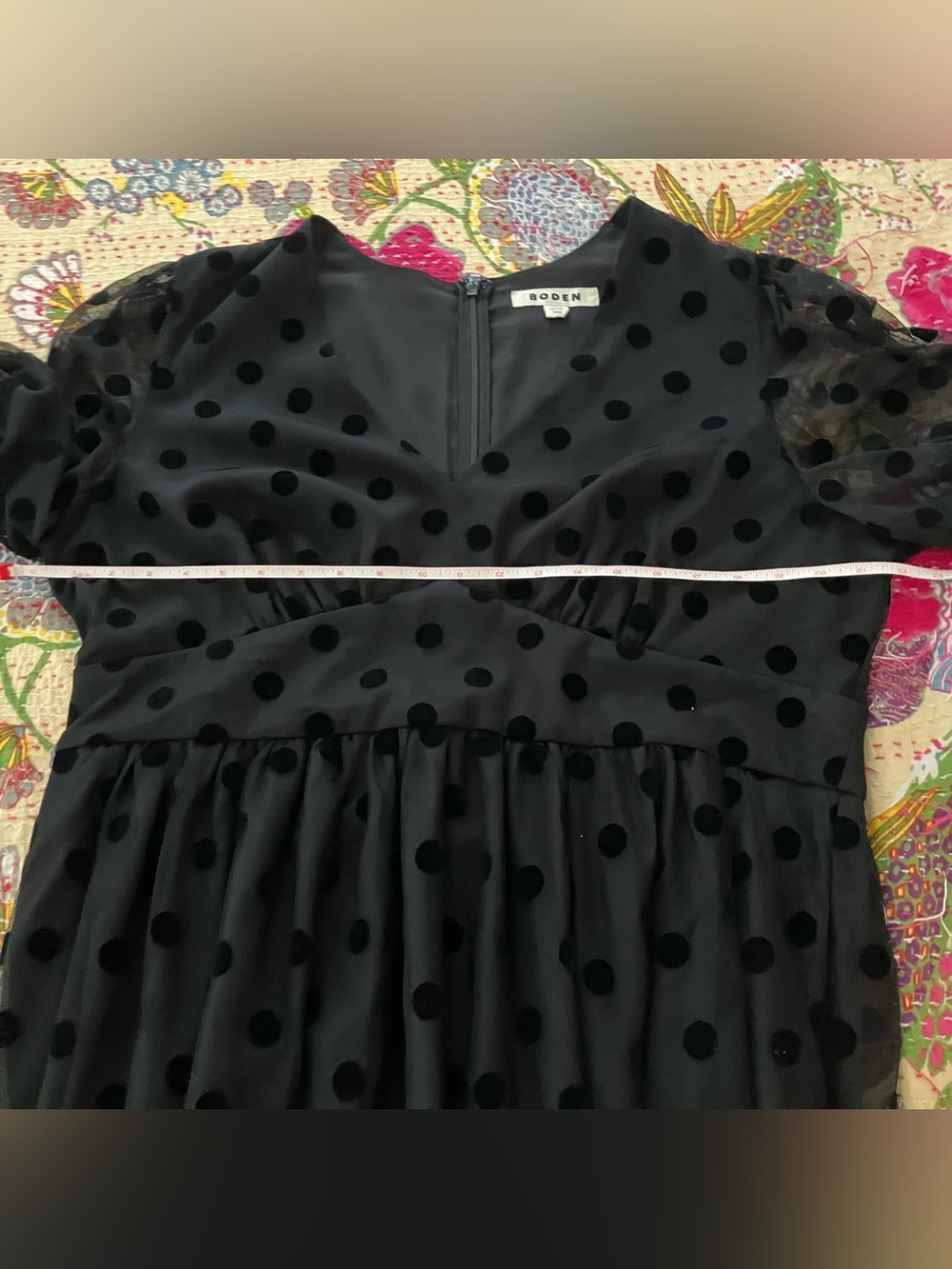 Boden Black Polka Dot Spot Holiday Party Sleeve Christina Tulle Midi Dress 16 18 - Picture 10 of 15